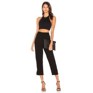 Theory Thorina P Nikine Black Cropped Trousers Elastic Back Waist sz 4